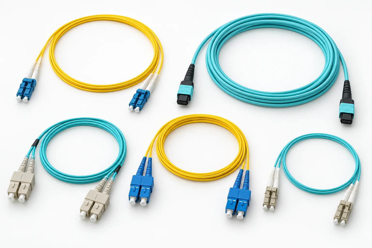 Fiber patch cords with different connector formats